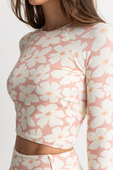 Mimi Floral Long Sleeve Surf Top Rose