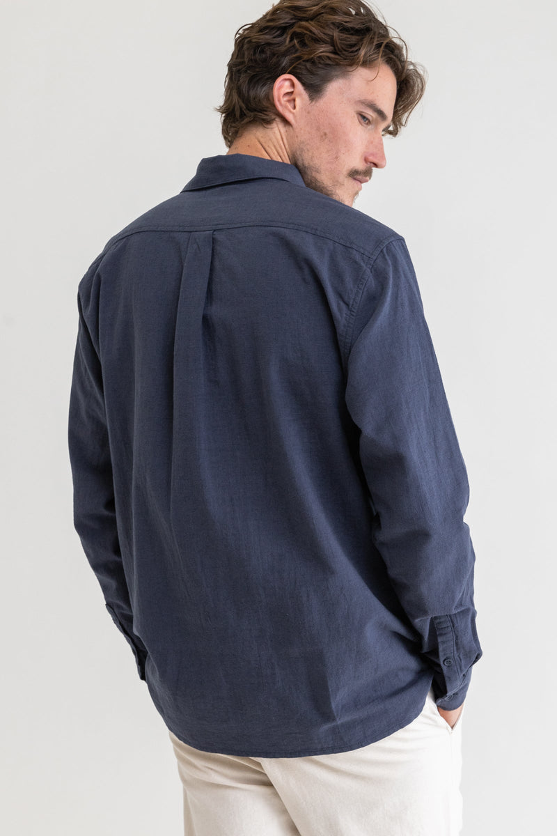 Classic Linen Ls Shirt Worn Navy