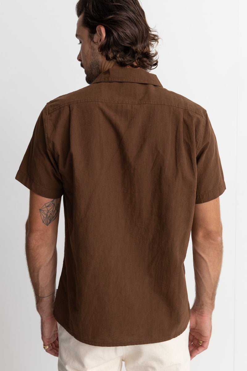Classic Linen Ss Shirt Chocolate