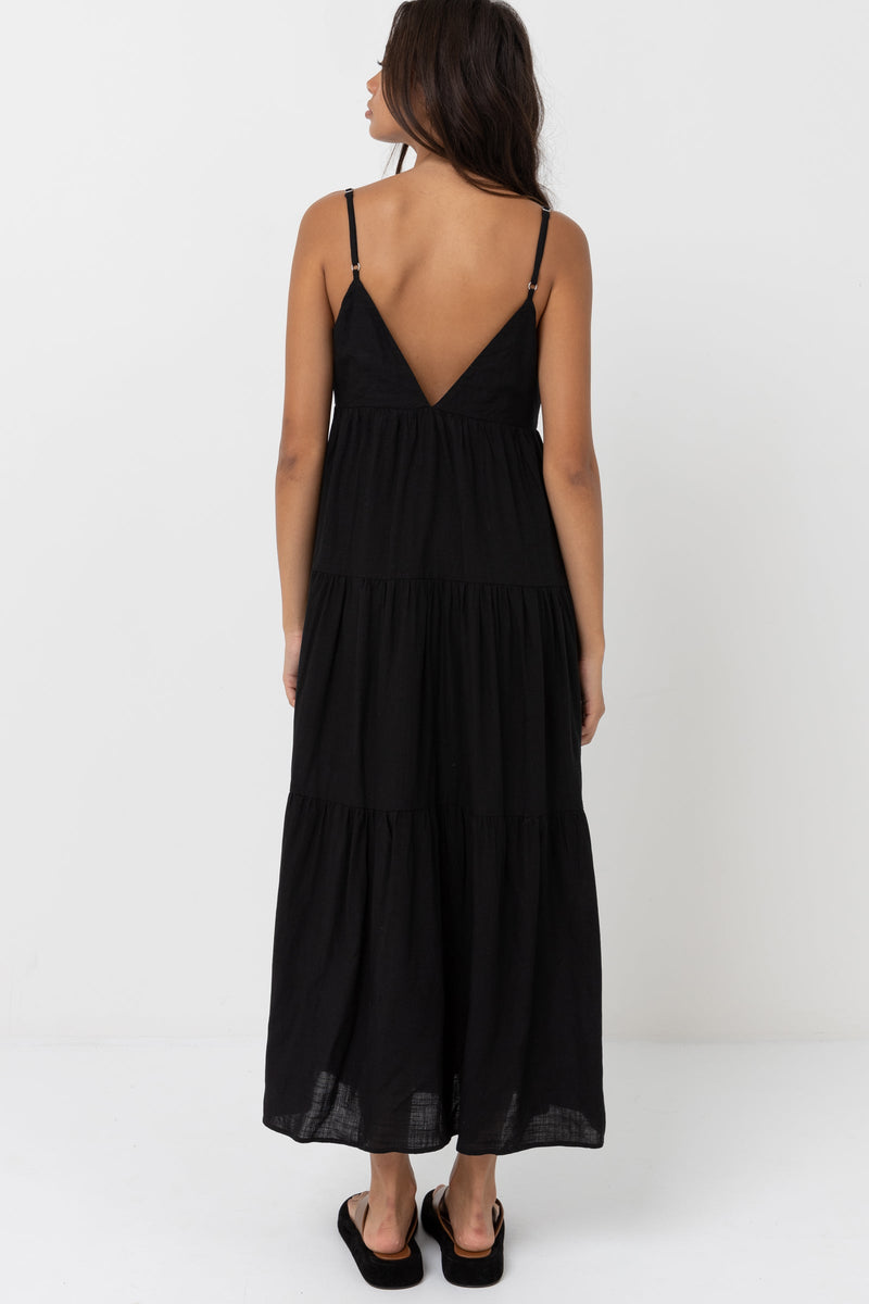 Classic Tiered Midi Dress Black