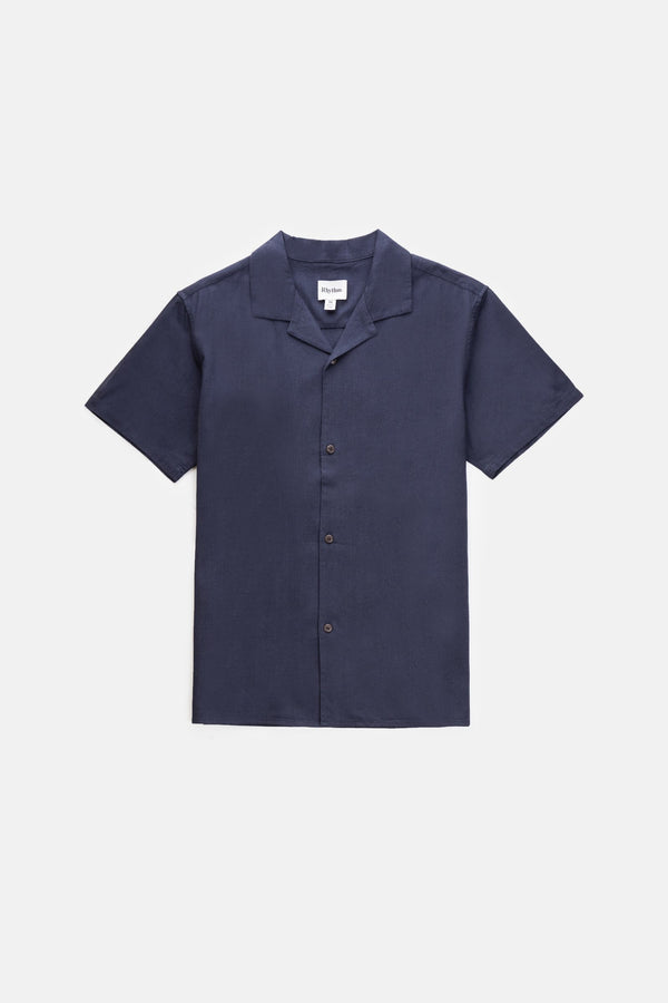Linen Cuban Ss Shirt Navy