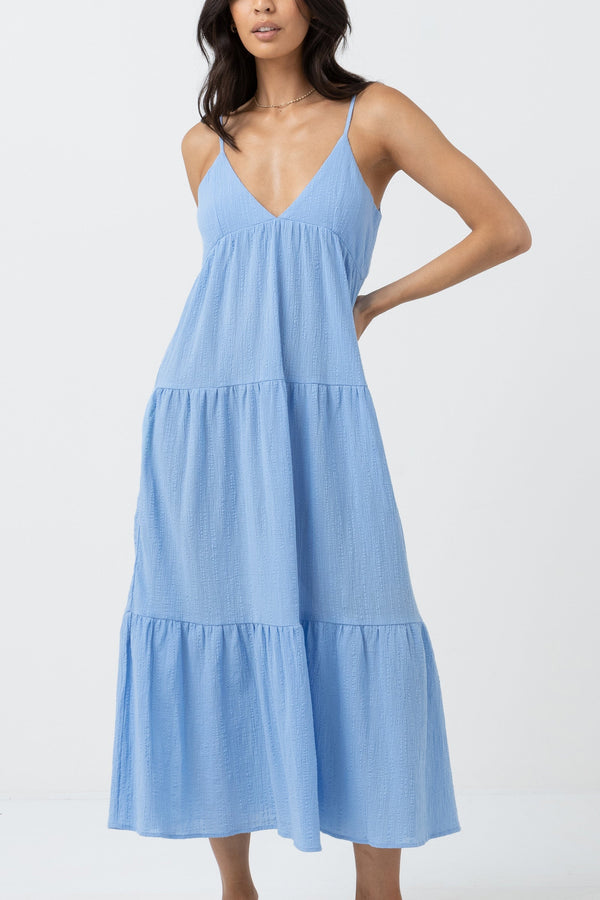 Cleo Tiered Midi Dress Ocean