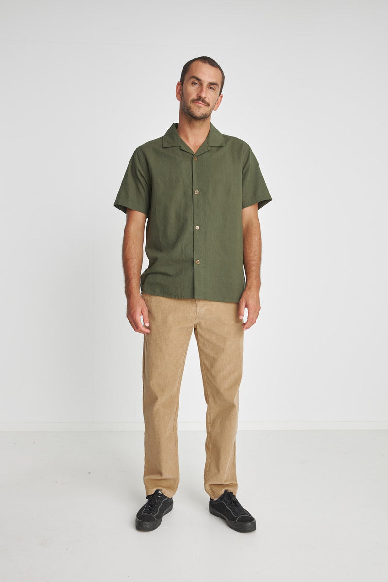 Linen Cuban SS Shirt Olive