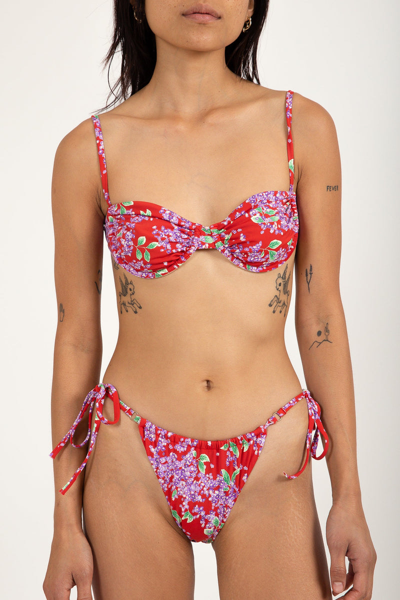 Isle Floral Gathered Underwire Top Red