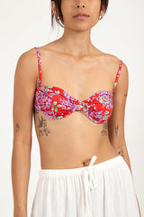 Isle Floral Gathered Underwire Top Red