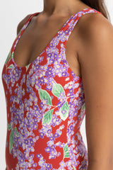 Isle Floral Scoop Neck One Piece Red